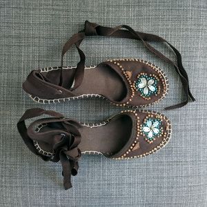 Roxy beaded espadrille wedes